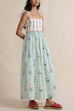 Rebadress Tie Shoulder Back Lace-up Striped Floral Maxi Cami Dress