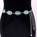 Rebadress Turquoise Decorative Adjustable Metal Chain Belt