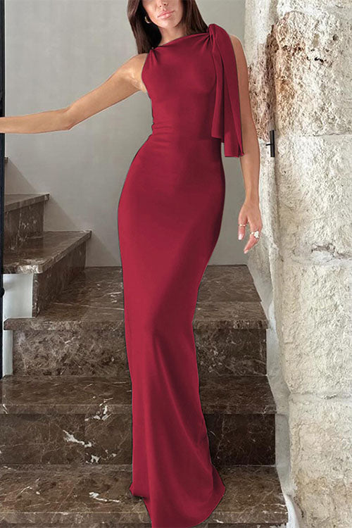 Rebadress Sleeveless Tie Knot Bodycon Maxi Dress