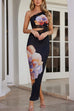 Rebadress One Shoulder Cut Out Lace Splice Floral Maxi Bodycon Dress