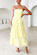 Rebadress Strapless Ruffle Layered Maxi Dress