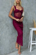 Rebadress Sleeveless Twist Front Cut Out Ruched Bodycon Maxi Dress