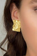 Rebadress Textured Gold Rectangle Stud Earrings