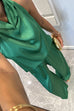 Cowl Neck Sleeveless Top and Elastic Waist Wide Leg Pants Satin Set