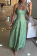 Rebadress Embroidery Crop Cami Top and Elastic Waist Swing Maxi Skirt Set