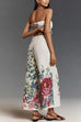 Rebadress Floral Print Strapless Ruffle Tube Top and Smocked Waist Wide Leg Pants