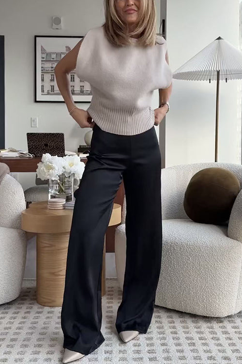 Rebadress High Rise Straight Leg Satin Pants