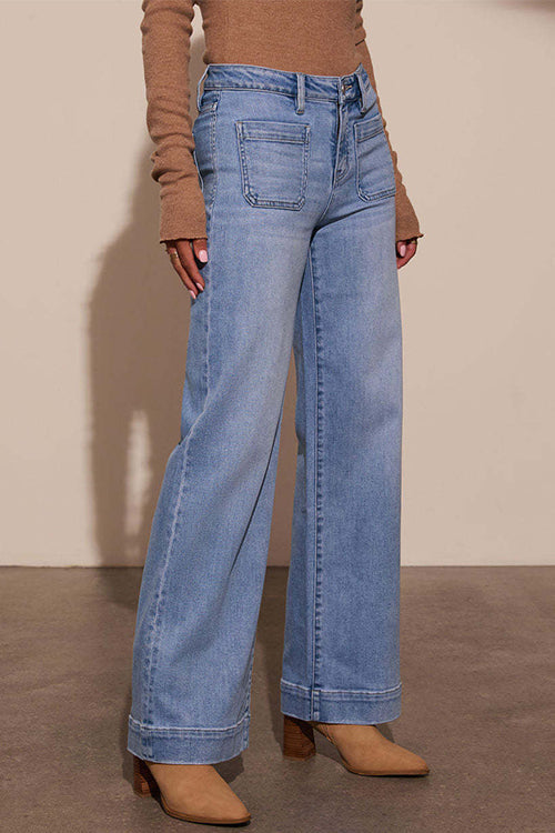 Rebadress Chic Straight Wide Leg Denim Pants