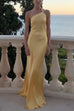 Rebadress One Shoulder Open Back Tie Knot Satin Maxi Dress