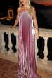 Rebadress Strapless Tube Gradient Ombre Satin Maxi Party Dress