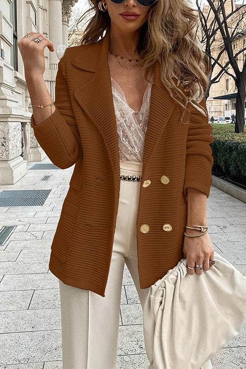 Rebadress Double Breasted Textured Cardigan with Pockets