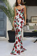 Rebadress Spaghetti Strap Open Back Floral Print Maxi Dress