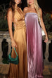 Rebadress Strapless Tube Gradient Ombre Satin Maxi Party Dress