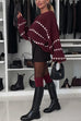 Rebadress Lantern Sleeves Color Block Chunky Knit Sweater