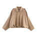 Rebadress Lapel Zip Up Trendy Bomber Jacket