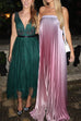 Rebadress Strapless Tube Gradient Ombre Satin Maxi Party Dress