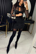 Rebadress Collared Cut Out Rhinestore Mesh Splice Mini Dress