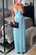 Rebadress Strapless V Neck Corset Pleated Maxi Dress