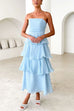Rebadress Strapless Ruffle Layered Maxi Dress