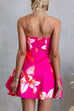 Strapless Floral Print A-line Mini Dress