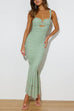 Rebadress Sleeveless Cut Out Ruched Ruffle Bodycon Maxi Dress