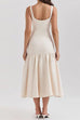 Rebadress U Neck Sleeveless Ruffle Bodycon Midi Dress