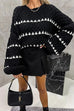 Rebadress Lantern Sleeves Color Block Chunky Knit Sweater