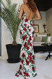 Rebadress Spaghetti Strap Open Back Floral Print Maxi Dress