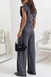 Rebadress Ruched Asymmetrical Top and Wide Leg Pants Set