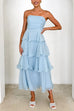 Rebadress Strapless Ruffle Layered Maxi Dress
