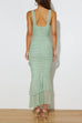 Rebadress Sleeveless Cut Out Ruched Ruffle Bodycon Maxi Dress