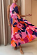 Rebadress Halter Backless Cut Out Printed Maxi Pleated Dress