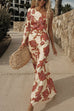 Rebadress One Shoulder Long Sleeve Floral Print Maxi Dress