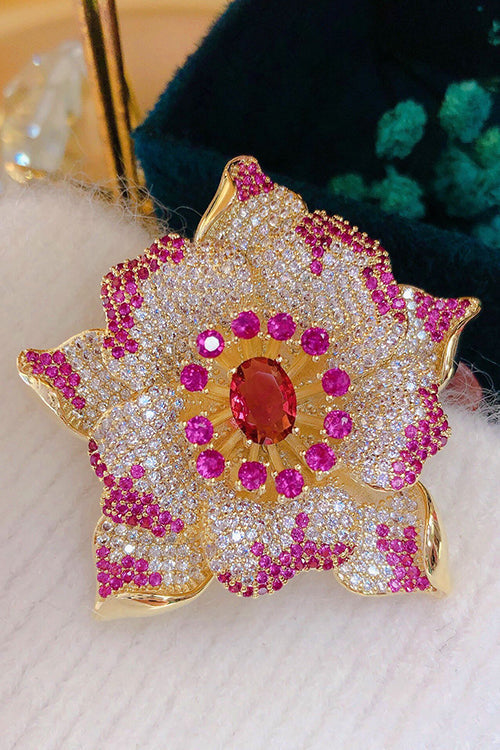 Rebadress Blooming luxury Inspiring Elegance Flower Crystal Brooch