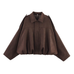 Rebadress Lapel Zip Up Trendy Bomber Jacket