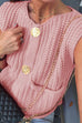 Rebadress Gold Buttons Pocketed Chunky Sweater Vest