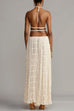 Rebadress Frilled Halter Open Back Crop Top and Pleated Maxi Skirt Set