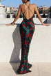 Rebadress Spaghetti Strap Open Back Floral Print Maxi Dress