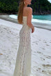Rebadress Strapless Lace Hollow Out Bodycon Maxi Dress