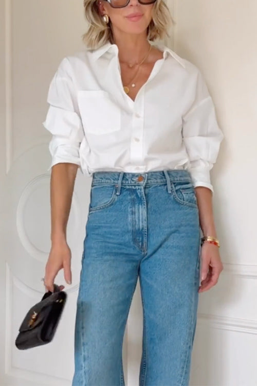 Rebadress Lapel Long Sleeves Button Up Blouse Shirt