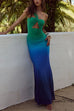 Rebadress One Shoulder Cut Out Gradient Bodycon Maxi Dress