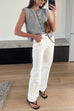 Rebadress Crewneck Sleeveless Button Down Knitting Top