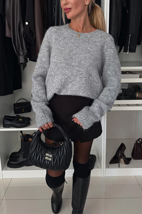 Rebadress Crewneck Bow Back Cut Out Cozy Sweater