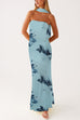 Rebadress Strapless Tube Floral Print Bodycon Maxi Dress