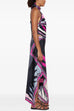 Rebadress Printed Halter Tie Knot Backless Top and Irregular Hem Maxi Skirt Set