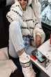 Rebadress Lantern Sleeves Color Block Chunky Knit Sweater