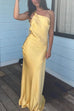 Rebadress One Shoulder Open Back Tie Knot Satin Maxi Dress