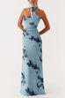 Rebadress Strapless Tube Floral Print Bodycon Maxi Dress
