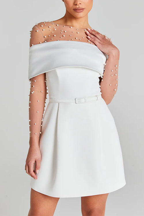 Rebadress Off Shoulder Waisted A-line Mini Dress