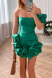 Rebadress One Shoulder Flounced Bottom Mini Bodycon Dress